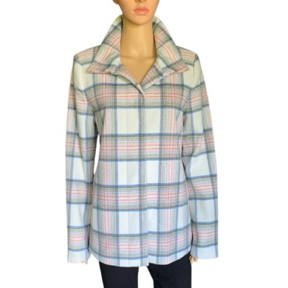 Lands' End Jackets & Blazers - LANDSEND Women’s Tall Stand Collar Plaid Jacket
